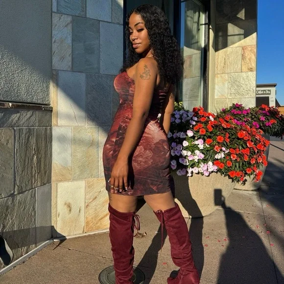 Red Dress Boutique Strapless Dress in Burgundy - Picture 1 of 2